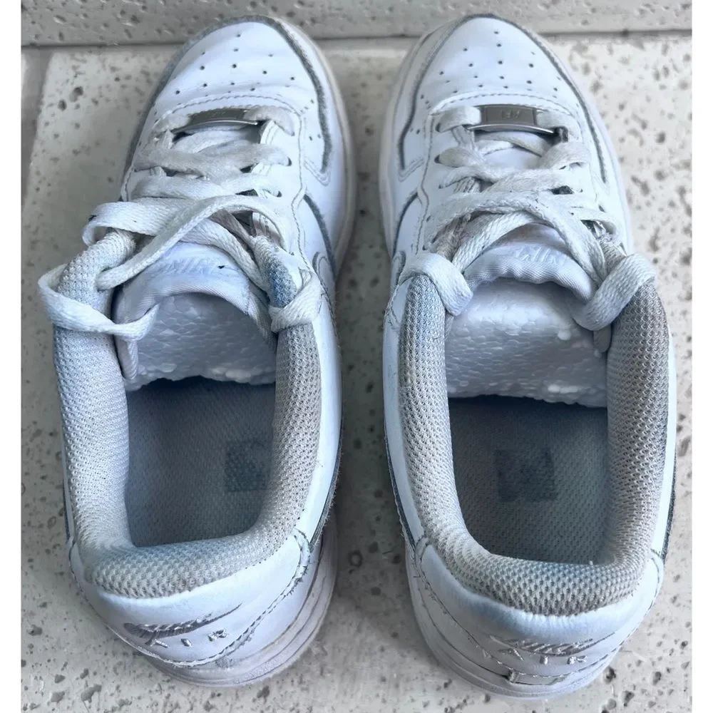 Nike Air Force 1 '07 Low Top Sneakers Triple White DH2920-111 Size 4 Youth